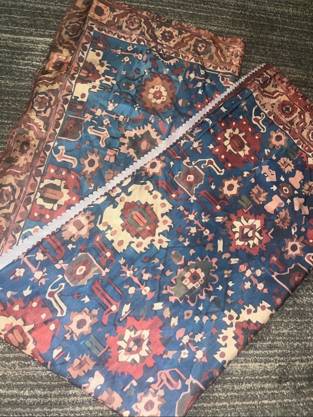 Boho Floral Blue & Red Patterned Lightweight Scarf Wrap S200 beautiful large pc